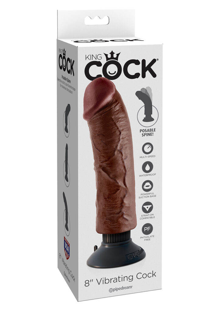 VIBRATING COCK BROWN 8 INCH-1