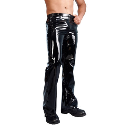 Men's Vinyl Trousers - Small / Black-1