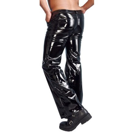 Men's Vinyl Trousers - Small / Black-3