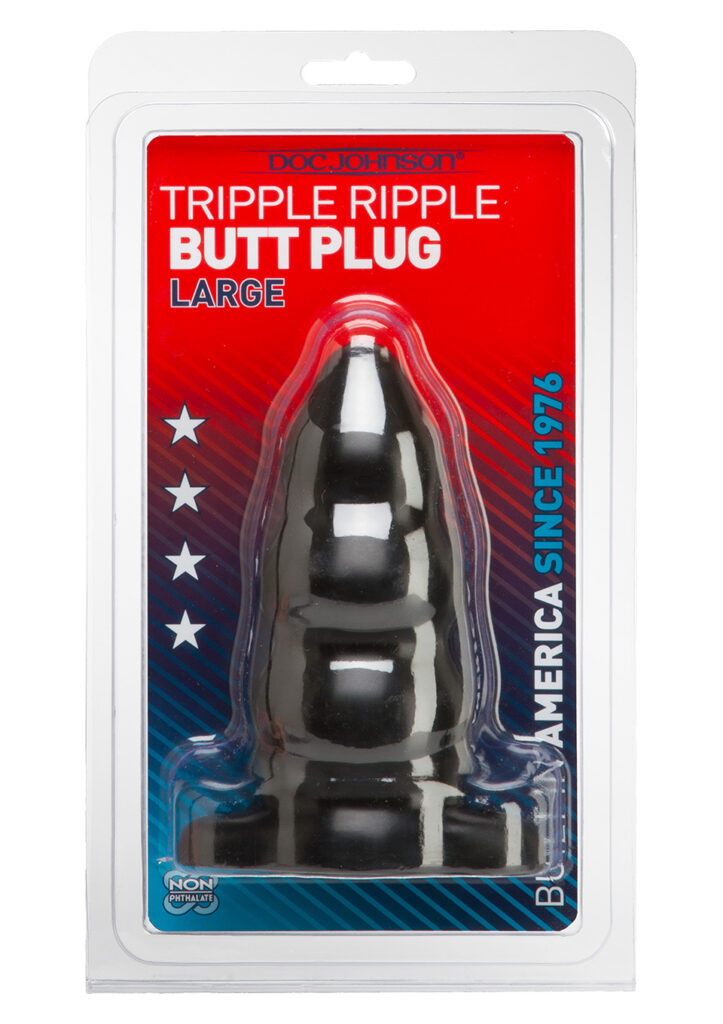 TRIPPLE RIPPLE BUTT PLUG BLACK L-2