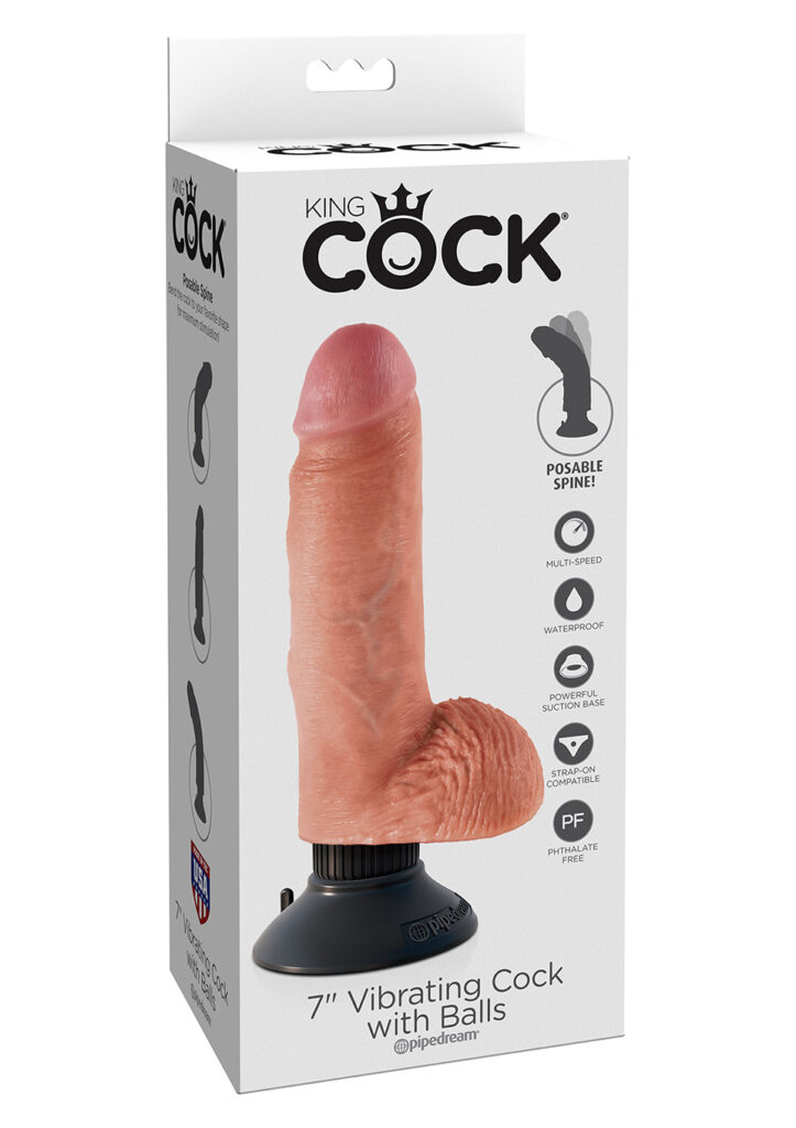 VIBRATING COCK W BALLS FLESH 7 INCH-2