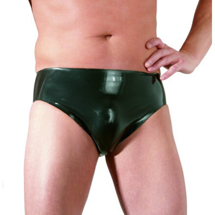 Latex Men's Briefs With Dildo - XL / Black-1