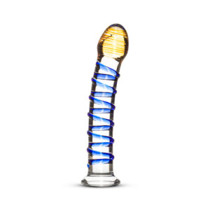 Blue Lined Glass Dildo-1