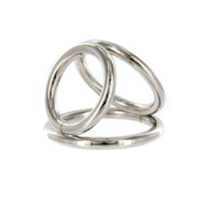 Chrome Triple Cock and Ball Ring - Medium / Silver-1