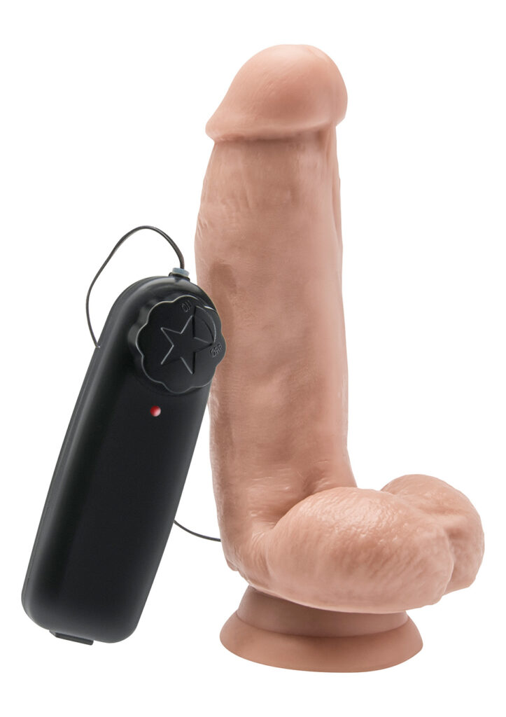 COCK 6 INCH W/ BALLS FLESH VIBR.-1