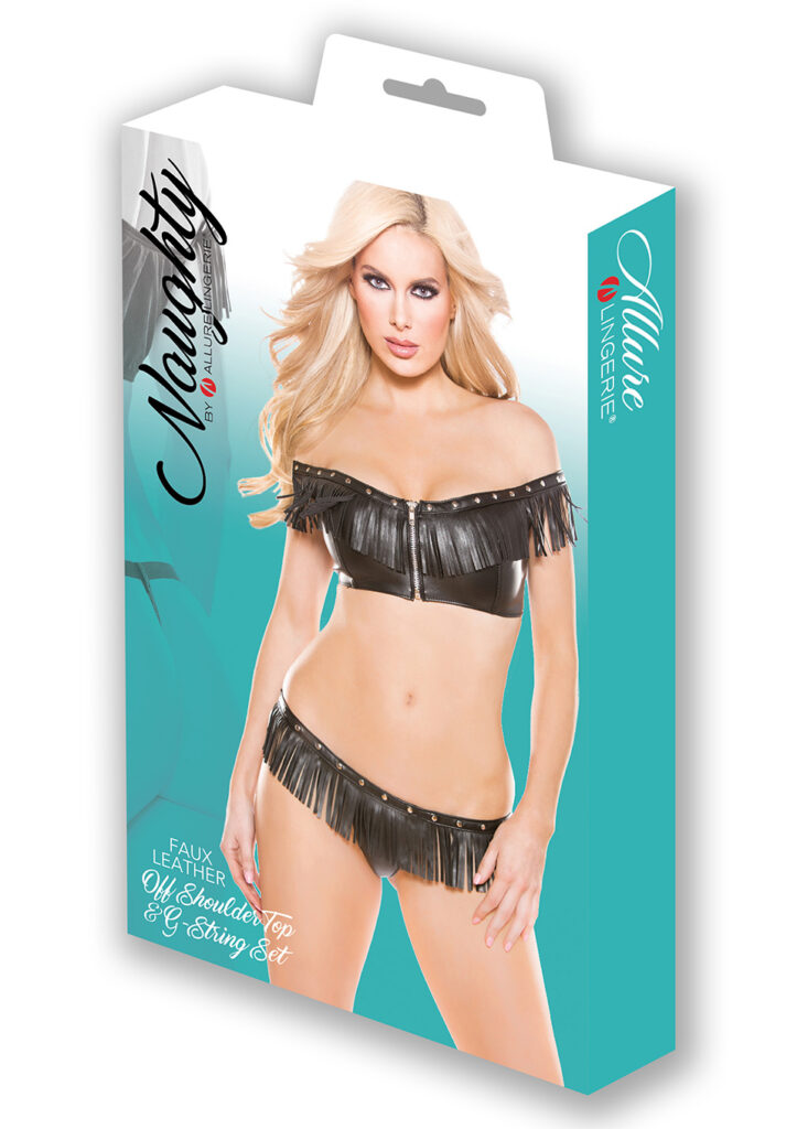 Faux Leather Top & G- String One Size-3