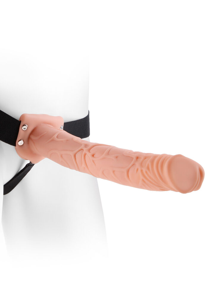 HOLLOW STRAP-ON W BALLS 11'' FLESH-1