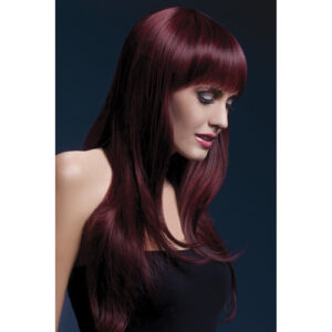 Fever Sienna Wig 26inch/66cm Black Cherry Long Feathered with Fringe-1