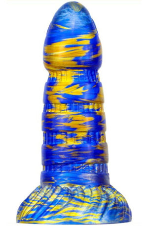 Metallic Fantasy Dildo Torff Blue/Gold 19cm - Dragon dildo 0