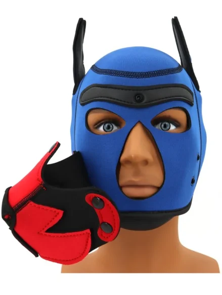 Puppy Fox Neoprene Hood Blue-Red - BDSM mask 0