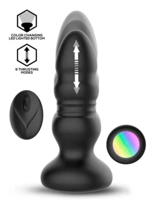 Krax Butt Plug With Vibration, Thrusting & Led Light - Analplugg med vibrator 0