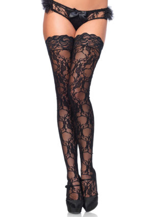 STAY UP OF FLORAL LACE O/S BLACK-1