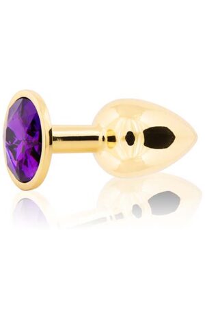 Metal Butt Plug Gold/Purple Small - Analplugg metall 0