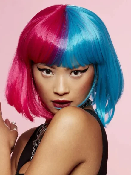 Manic Panic Red & Blue Bob Wig - Peruk 0