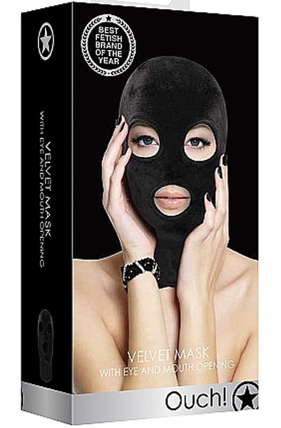 Velvet & Velcro Mask with Eye and Mouth Opening - BDSM mask 0