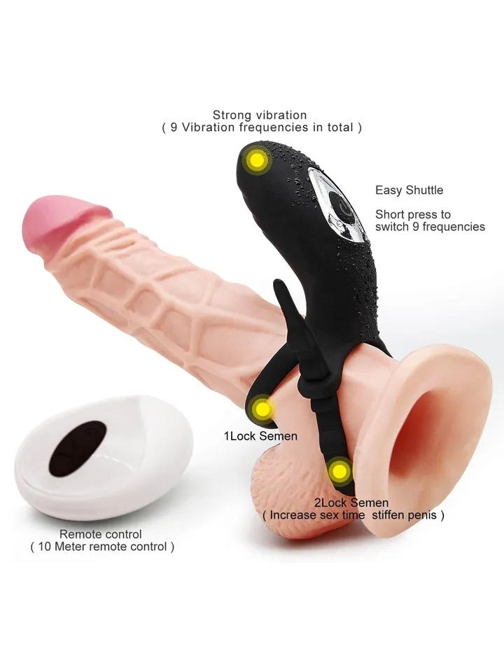 Adjustable Double Penis Ring With Remote - Penisring med vibrator 0