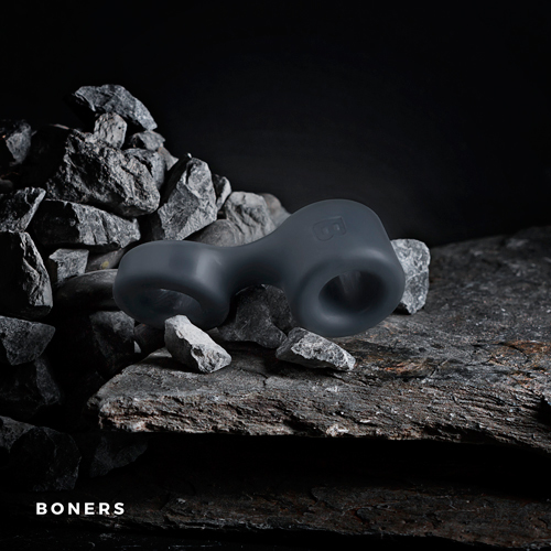 Boners Cock Ring And Ball Stretcher - Grey-2