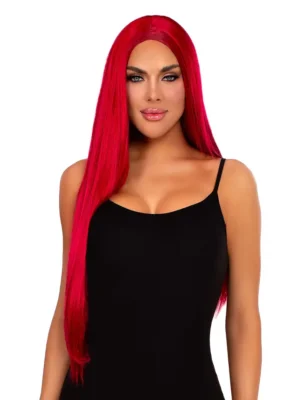 Leg Avenue Long Straight Center Part Wig Red - Röd Peruk 0