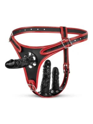 Triple Dildo Strap-On Harness - Strap-on med sele 0