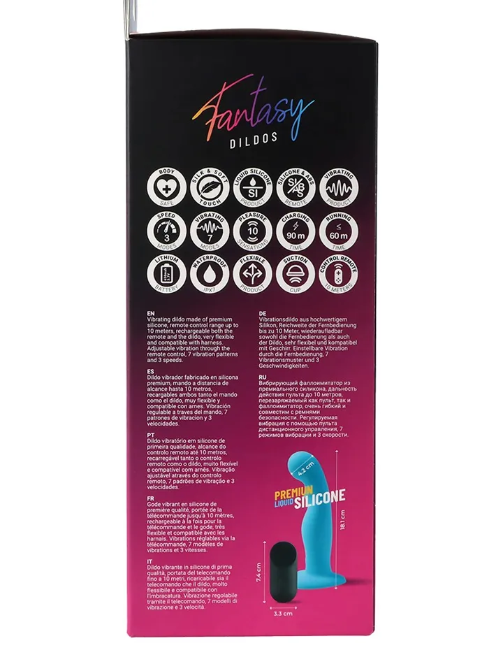 Vibrating Silicone Dildo With Remote Blue 18 cm - Dildo med vibrator 0