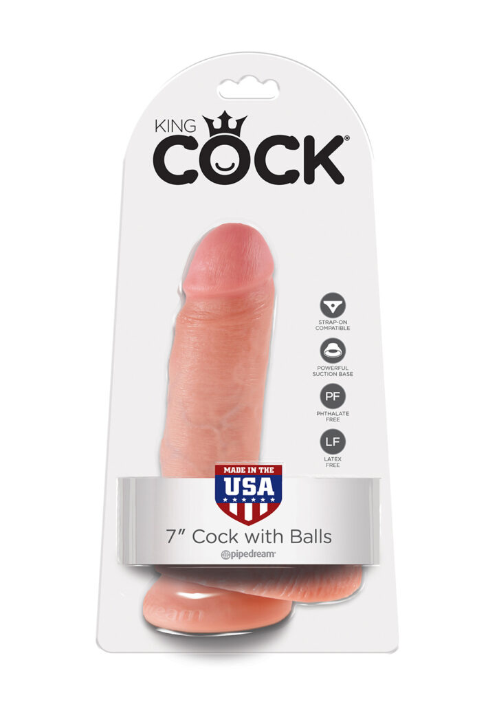 KING COCK 7 INCH With BALLS FLESH DILDO - 18CM-4