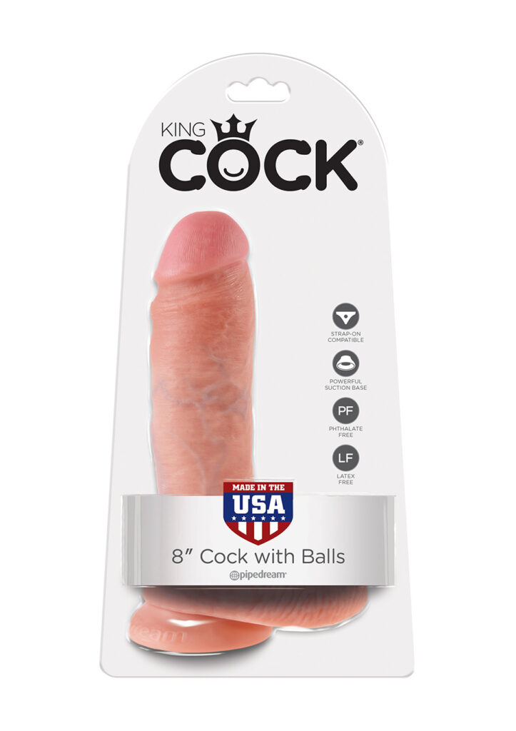 KING COCK 8 INCH W/ BALLS FLESH DILDO 20cm-4