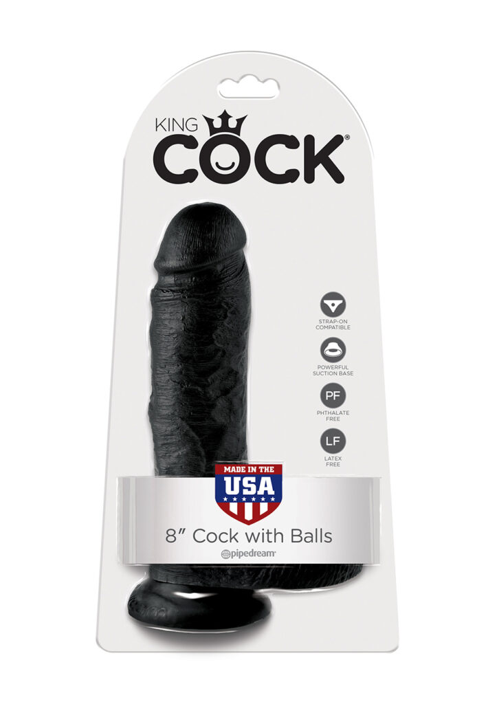 KING COCK 8 INCH W/ BALLS BLACK DILDO-3