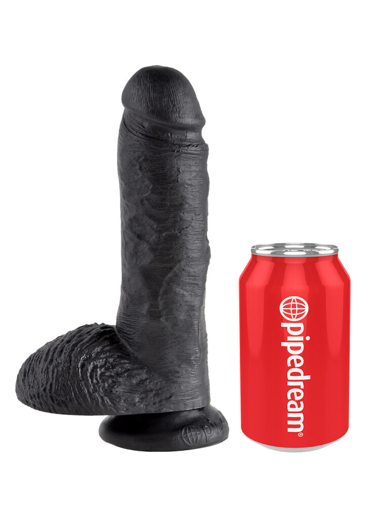 KING COCK 8 INCH W/ BALLS BLACK DILDO-1