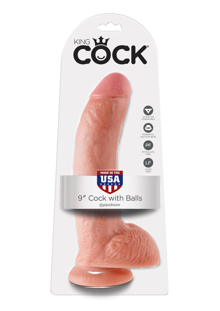 KING COCK 9 INCH W/ BALLS FLESH DILDO 23cm-2