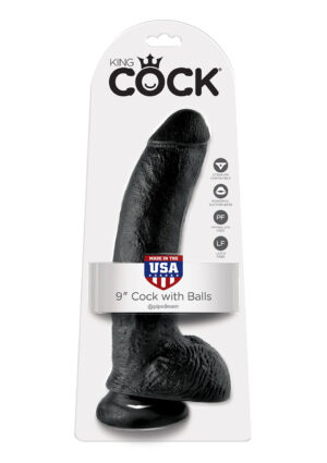 KING COCK 9 INCH W/ BALLS BLACK DILDO-1