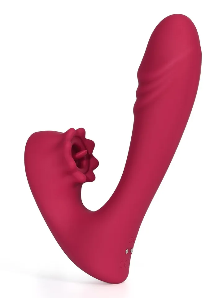 Lacy G-Spot Vibrator With Tongue Licker - G-punktsvibrator 0