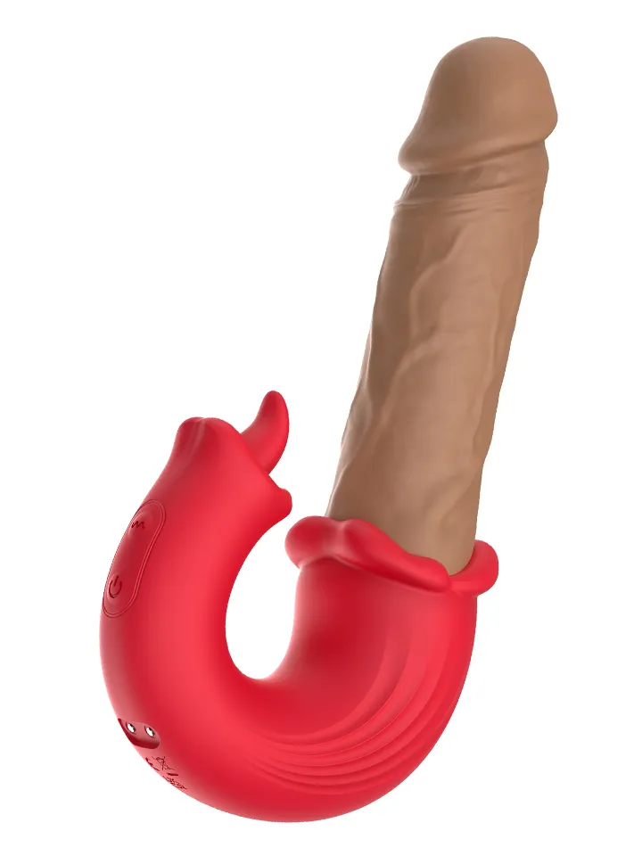 Thrust & Tease Thrusting & Vibrating Dildo - Dildo med vibrator 0