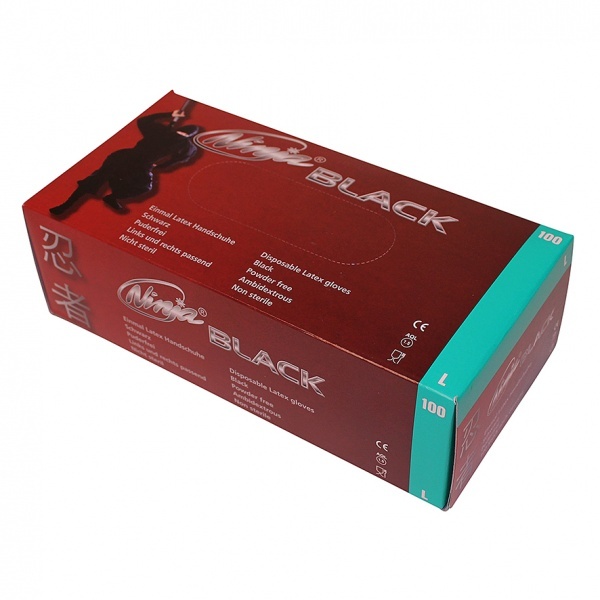 Black Ninja Latex disposable gloves (100 pcs.) - M-4