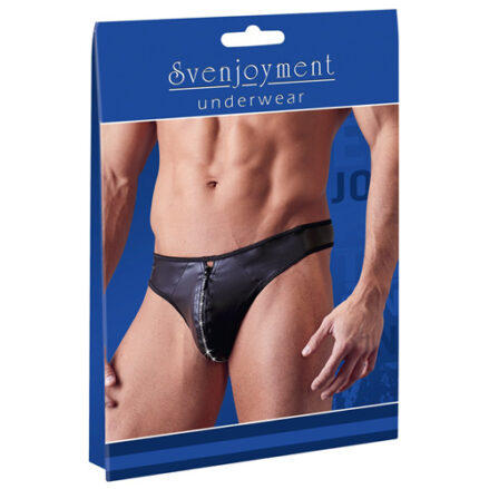 Men's G-string With Rhinestone Zip - XXL / Black-4