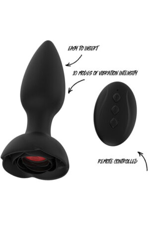Vibrating Rose Buttplug With Remote - Analplugg med vibrator 0