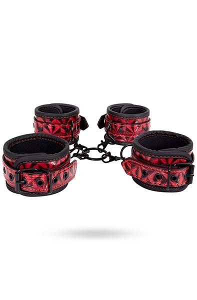 Diabolique Dark Hog-Tie With Cuffs Red - Halsband & Fotbojor 0