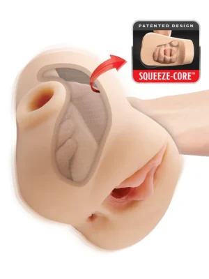 PDX Plus Double Pounder Vibrating Squeeze Stroker - Lösvagina med vibrator 0