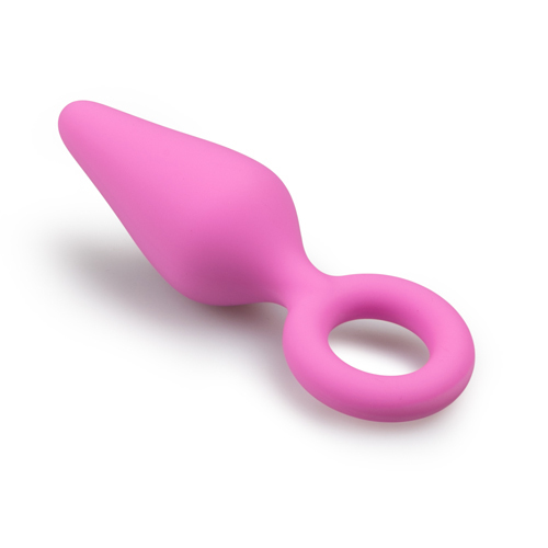 Pink Buttplugs With Pull Ring - Small-1