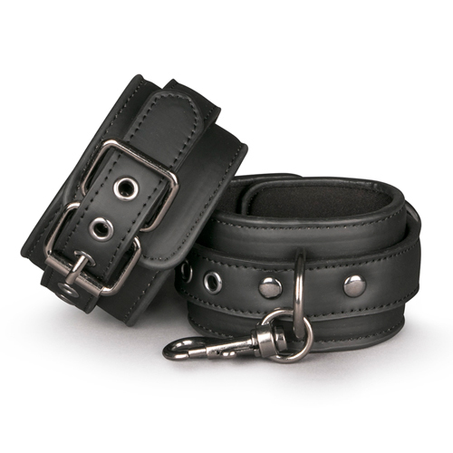 Image of BLACK LEATHER HANDCUFFS