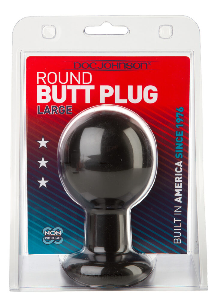 Round Butt Plug - Large - Black-2