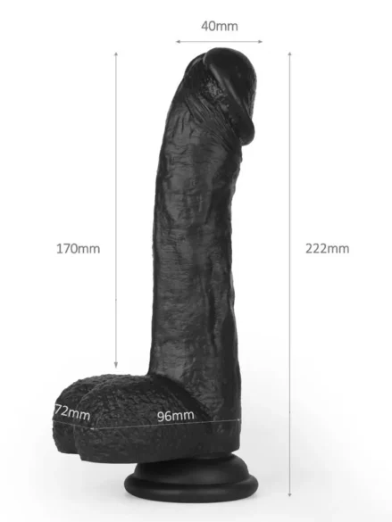 Super Soft Dildo With Warming Black 22,2 cm - Dildo med vibrator 0
