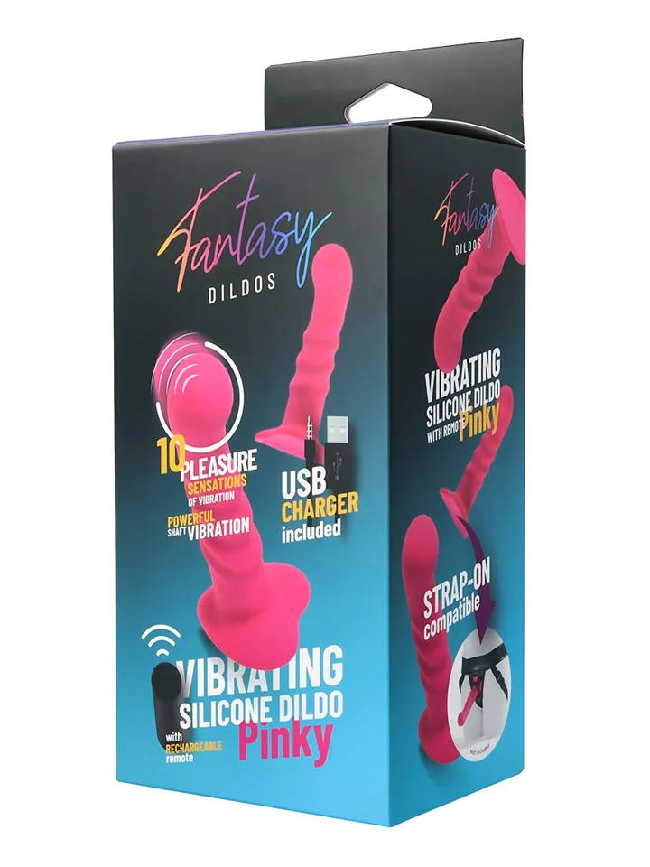 Vibrating Silicone Dildo With Remote Pink 18 cm - Dildo med vibrator 0