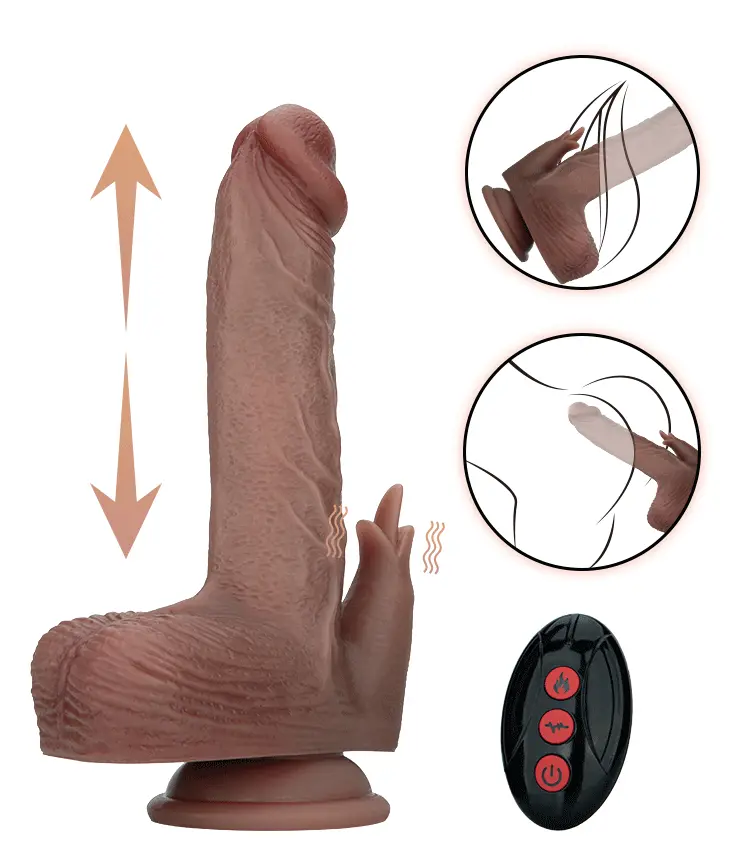 Heated Thrusting & Rotating Dildo With Clitoral Stimulation - Dildo med vibrator 0