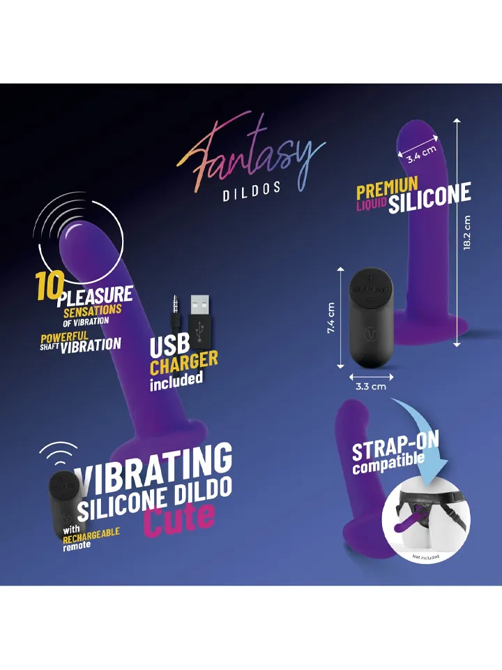 Vibrating Silicone Dildo With Remote 18 cm - Dildo med vibrator 0