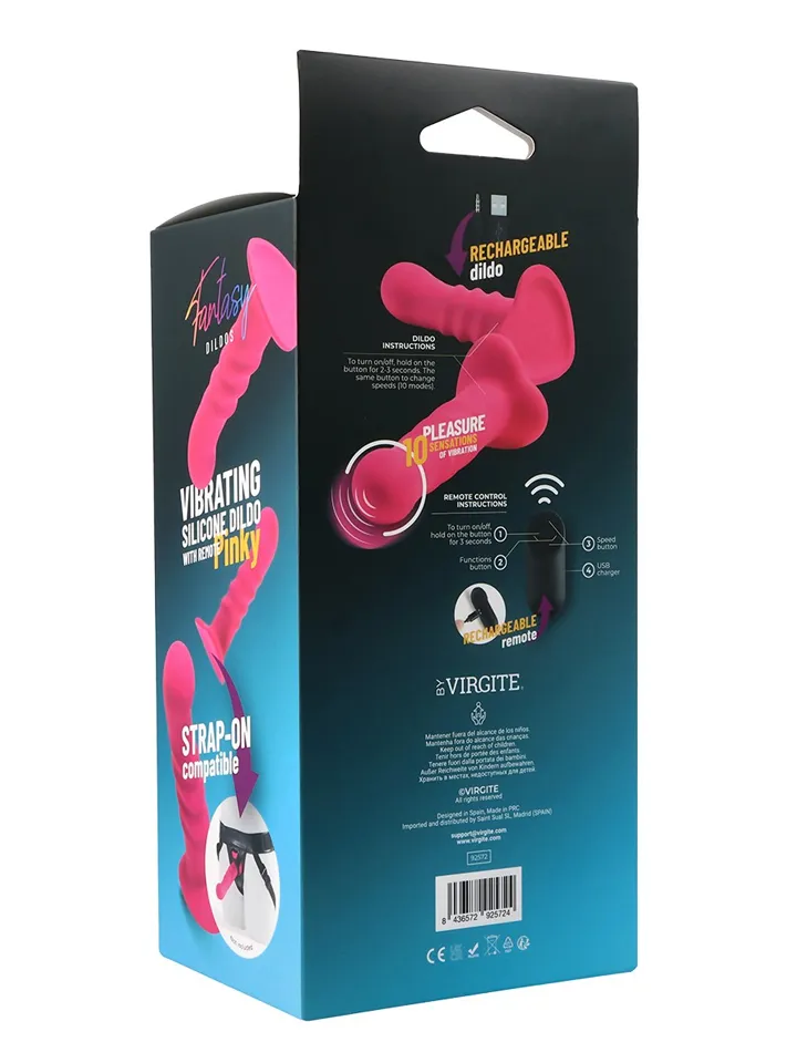 Vibrating Silicone Dildo With Remote Pink 18 cm - Dildo med vibrator 0
