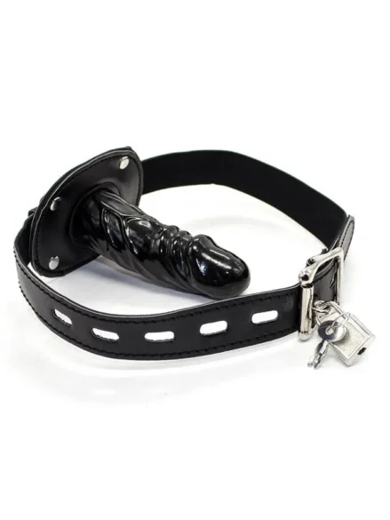 Locking Long Penis Gag 10 cm - Gagball med dildo 0