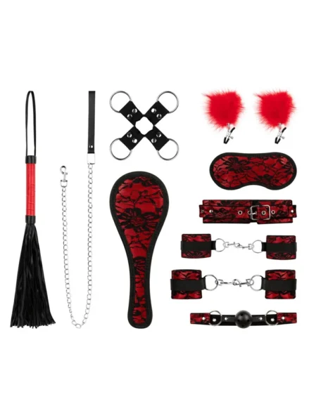 Lace & Leather Look 8-pcs Bondage Set - Bondage paket 0