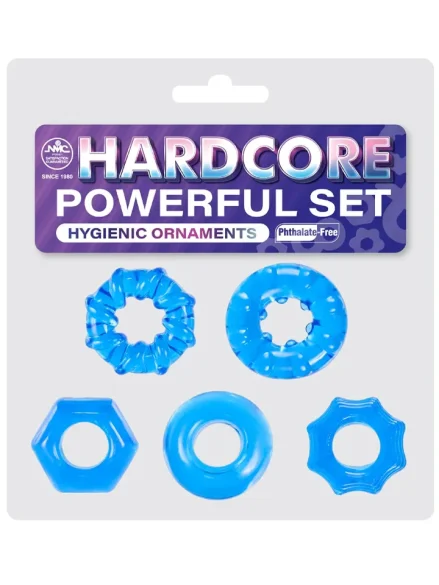 Hardcore Powerful Coch Ring Set Blue - Penisringar paket 0