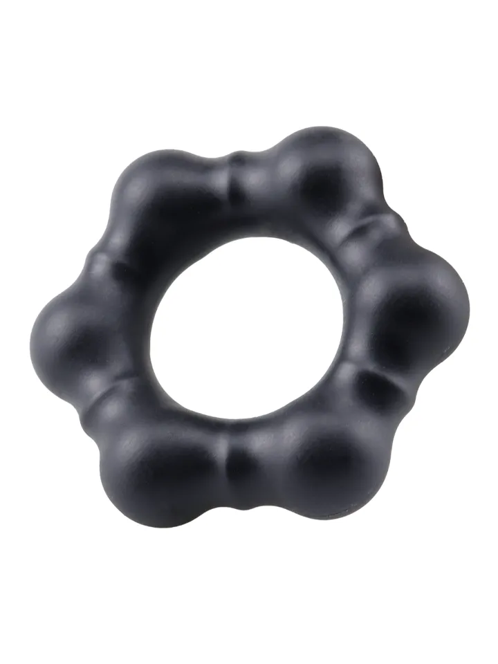 Beaded Silicone Cock Ring Black - Penisring 0