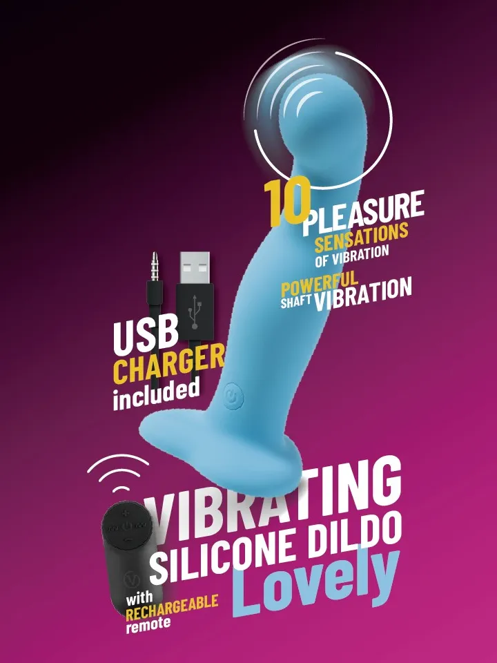 Vibrating Silicone Dildo With Remote Blue 18 cm | Uncategorized | Intimast